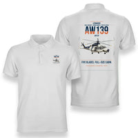 Thumbnail for Leonardo AW139 design on white double-side polo t-shirt, double-side print