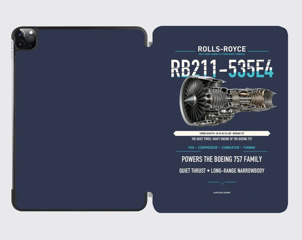 RB211-535E4 design on navy blue ipad tablet case