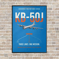 Thumbnail for KB-50J Superfortress vertical canvas print - framed - turquoise background
