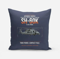 Thumbnail for Mitsubishi Sikorsky SH-60K design on navy blue pillow