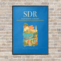Thumbnail for Santander Airport SDR vertical canvas print - framed - turquoise background