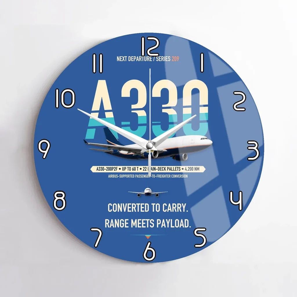 Airbus A330-200P2F design on blue no frame wall clock
