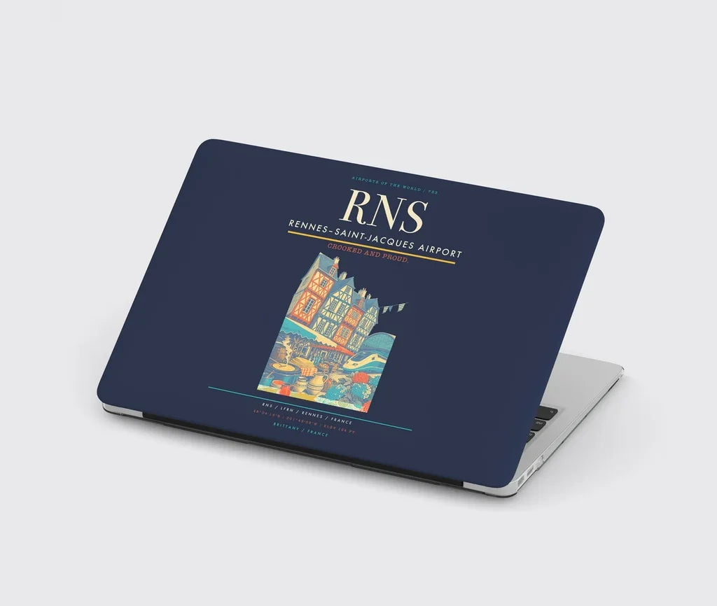 Rennes–Saint-Jacques Airport (RNS) design on navy blue MacBook case