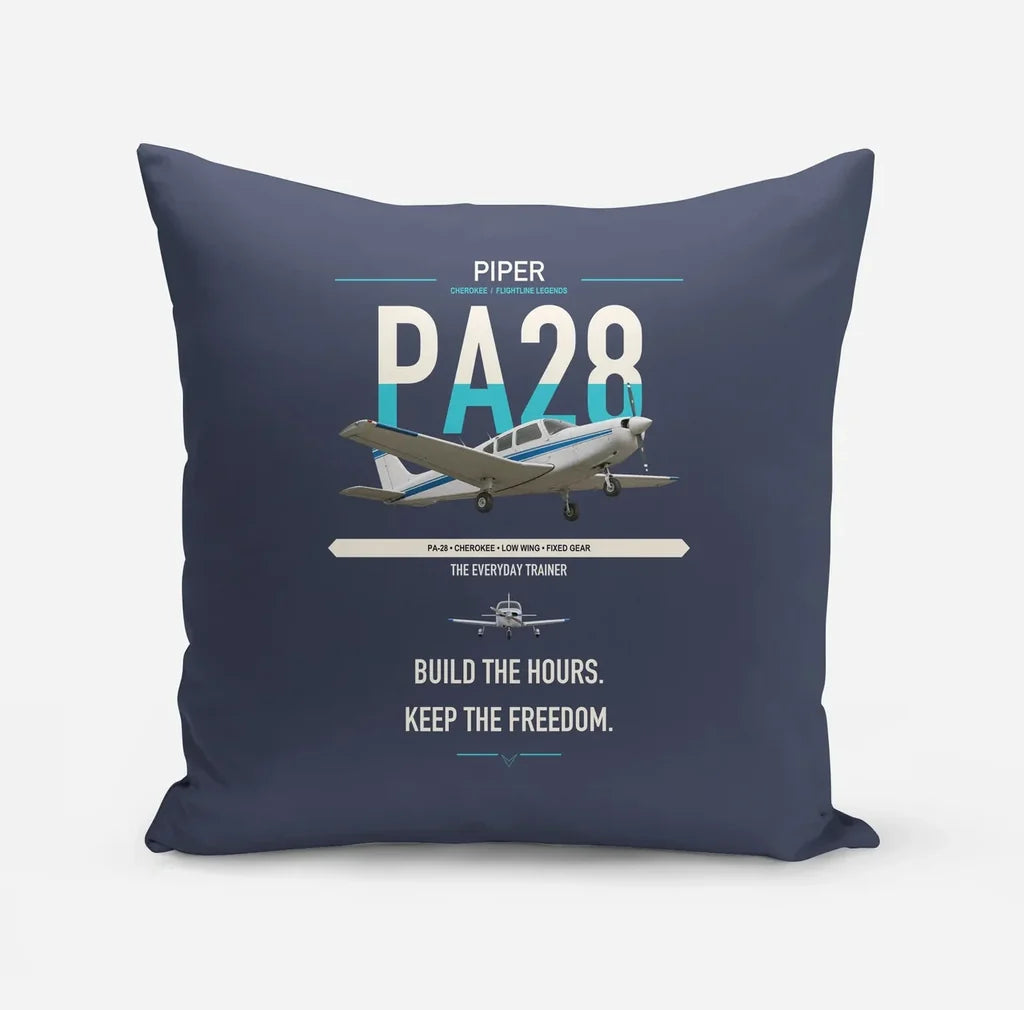 Piper PA-28 Cherokee design on navy blue pillow