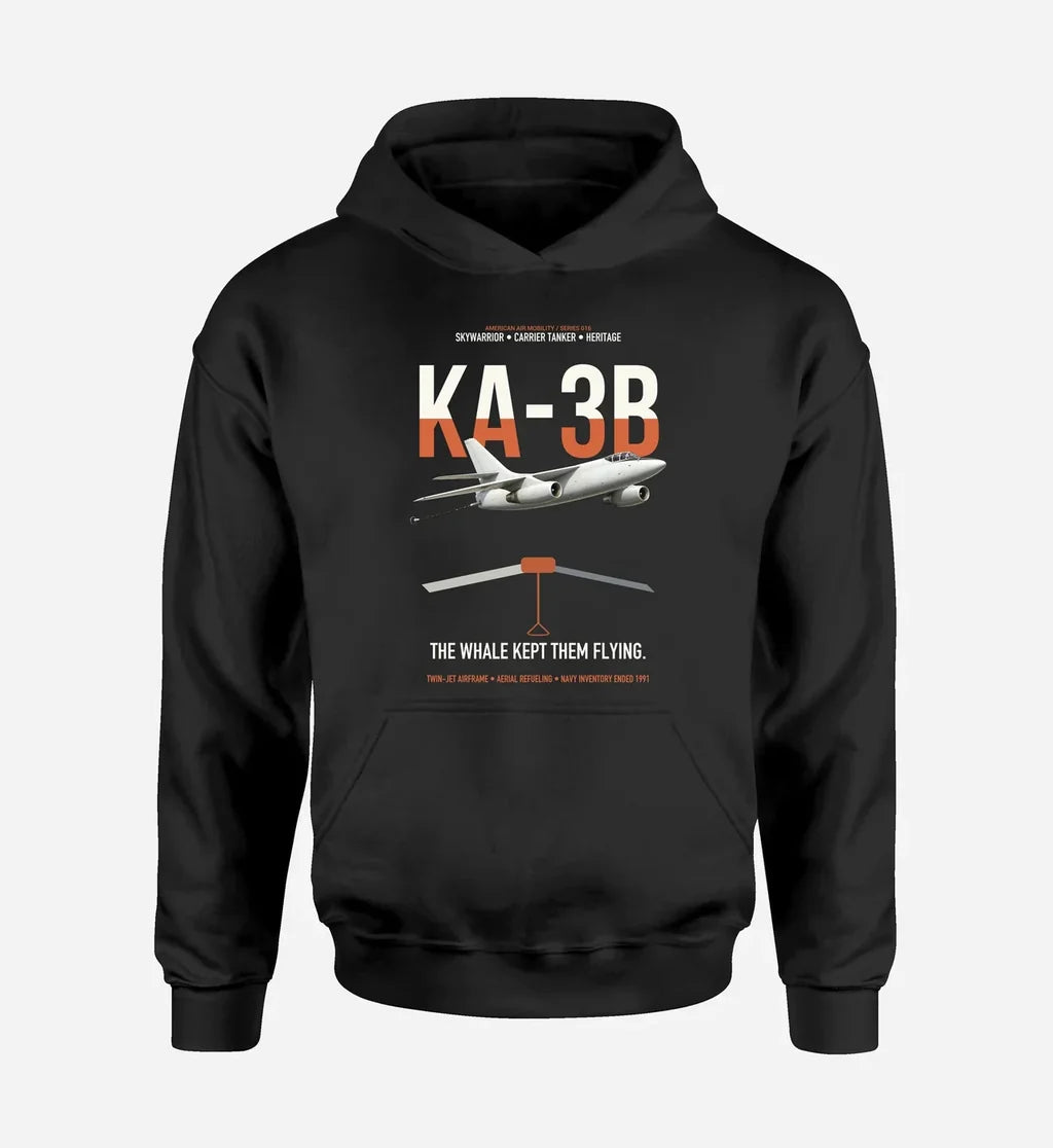 KA-3B Skywarrior design on black double-side hoodie, single-side print