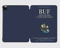 Thumbnail for Buffalo Niagara International Airport (BUF) design on navy blue ipad tablet case