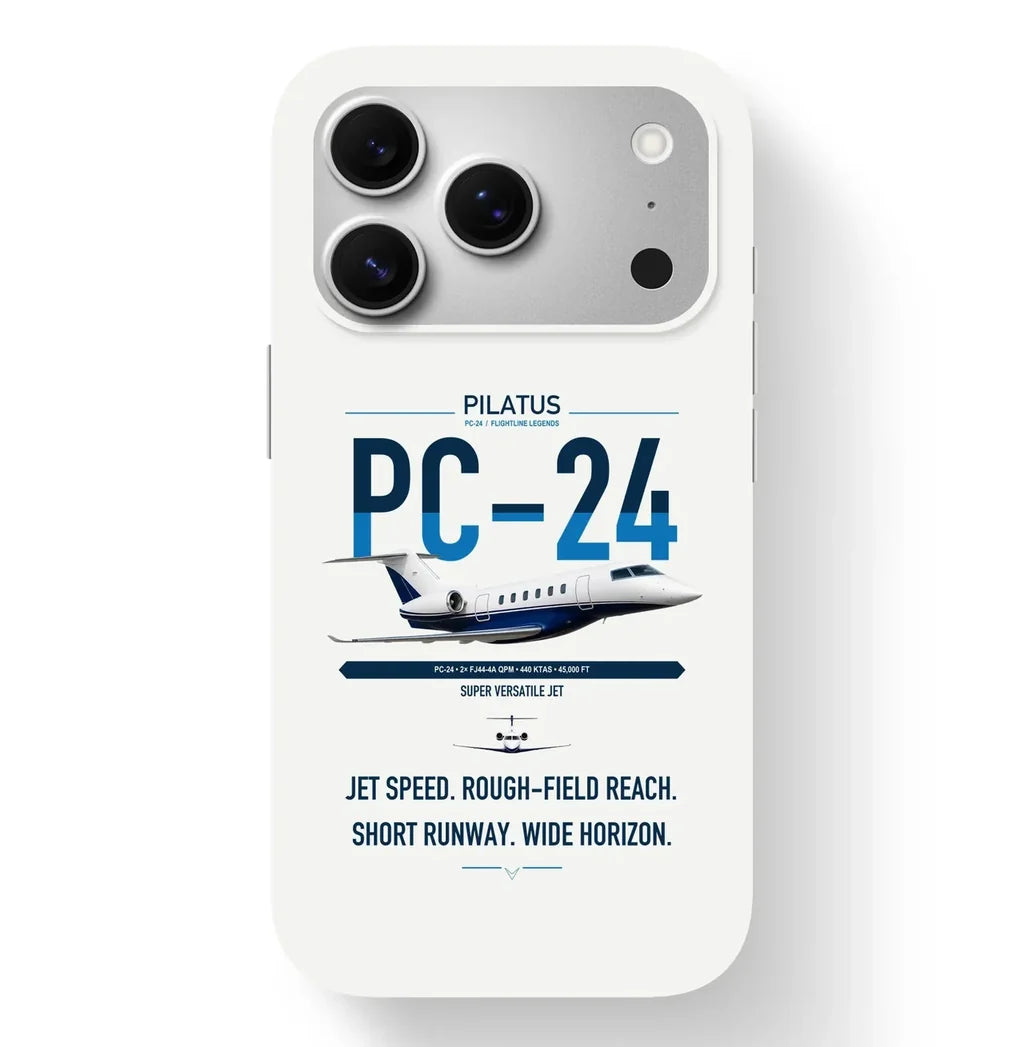 Pilatus PC-24 design on white magsafe iphone case, for iPhone 17 Pro