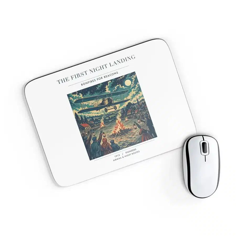 VINTAGE G4327 - The First Night Landing - Designed Mouse Pads design on white rectangle