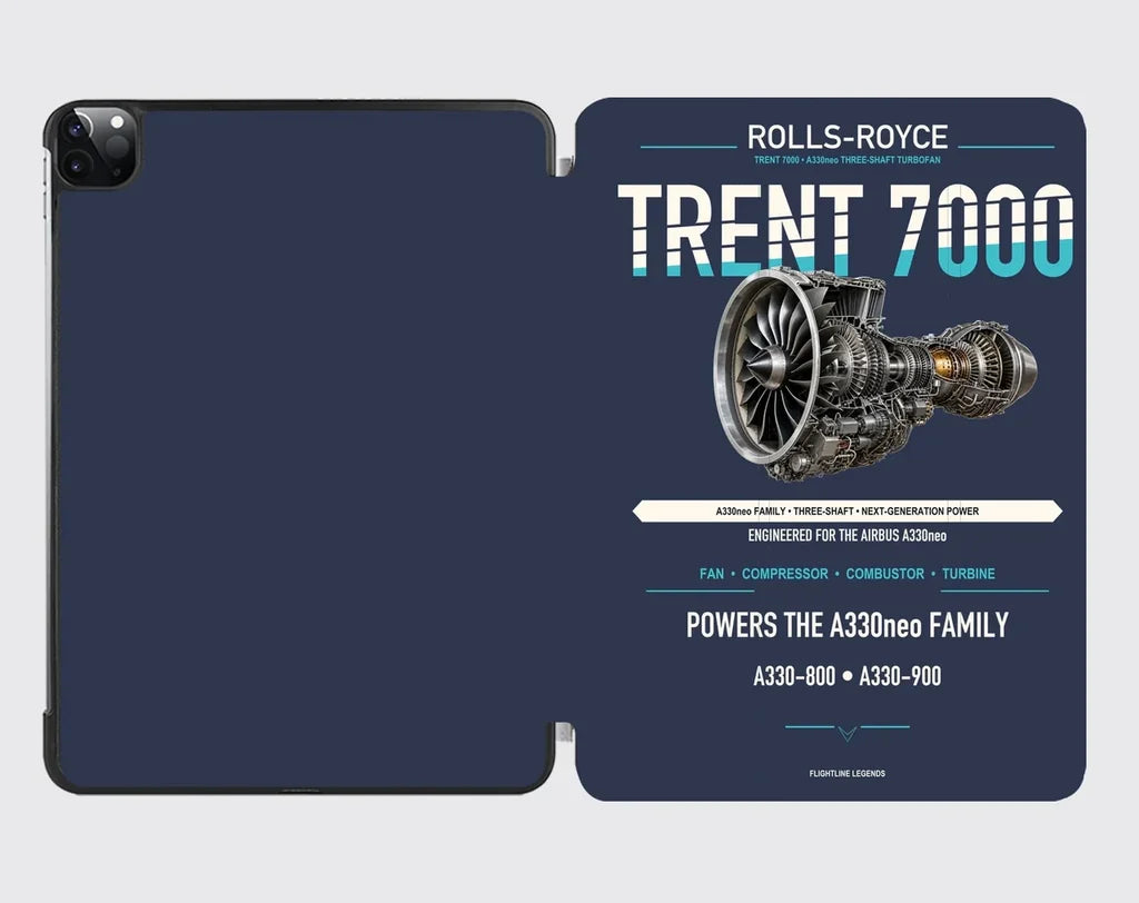 TRENT 7000 design on navy blue ipad tablet case
