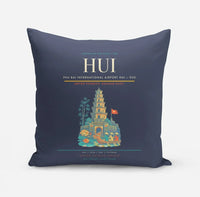 Thumbnail for Phu Bai International Airport (HUI) design on navy blue pillow