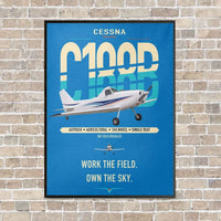 Thumbnail for Cessna A188B AgTruck vertical canvas print - framed - turquoise background