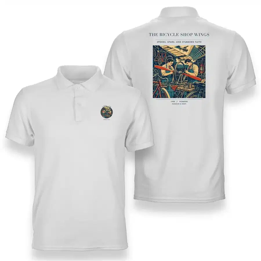 VINTAGE G4323 - The Bicycle Shop Wings - Double-Side Polo T-Shirt design on white