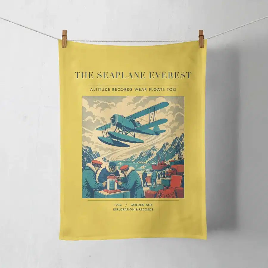 VINTAGE G4296 - The Seaplane Everest - Designed Towels design on yellow
