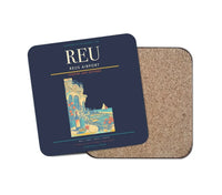Thumbnail for Reus Airport (REU) design on navy blue 1 piece coaster