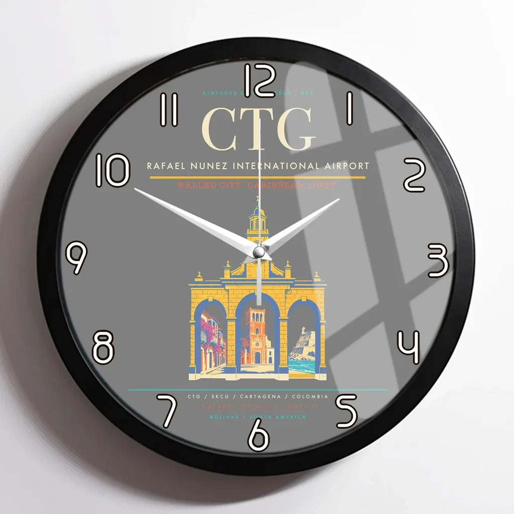 Rafael Nunez International Airport CTG Wall-Clock Framed - Gray