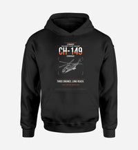 Thumbnail for Leonardo CH-149 Cormorant design on black double-side hoodie, single-side print