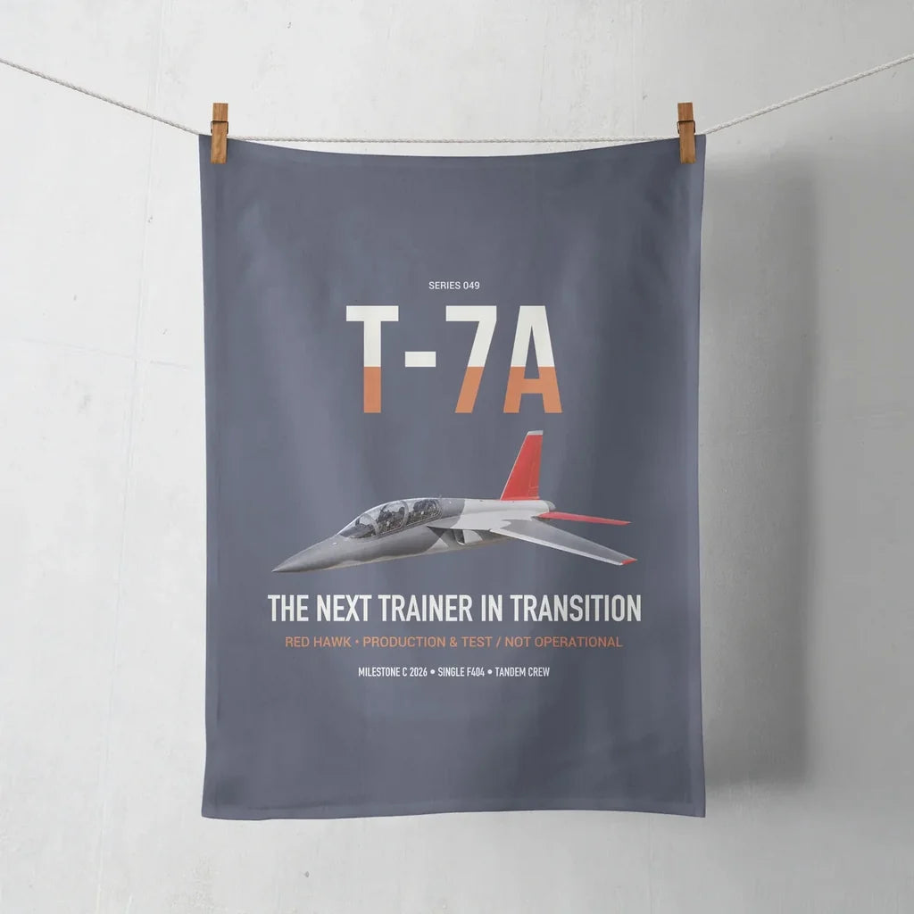 T-7A Red Hawk design on navy blue towel