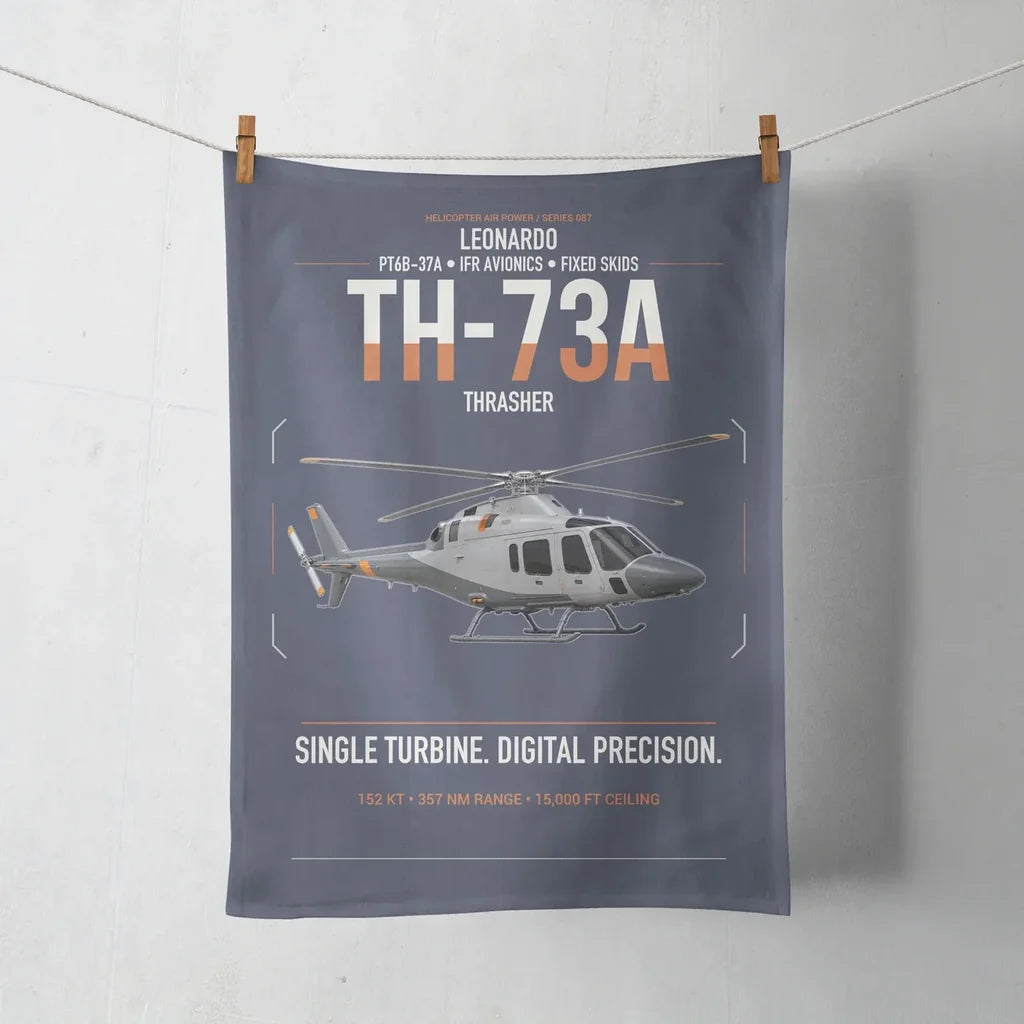 Leonardo TH-73A Thrasher design on navy blue towel