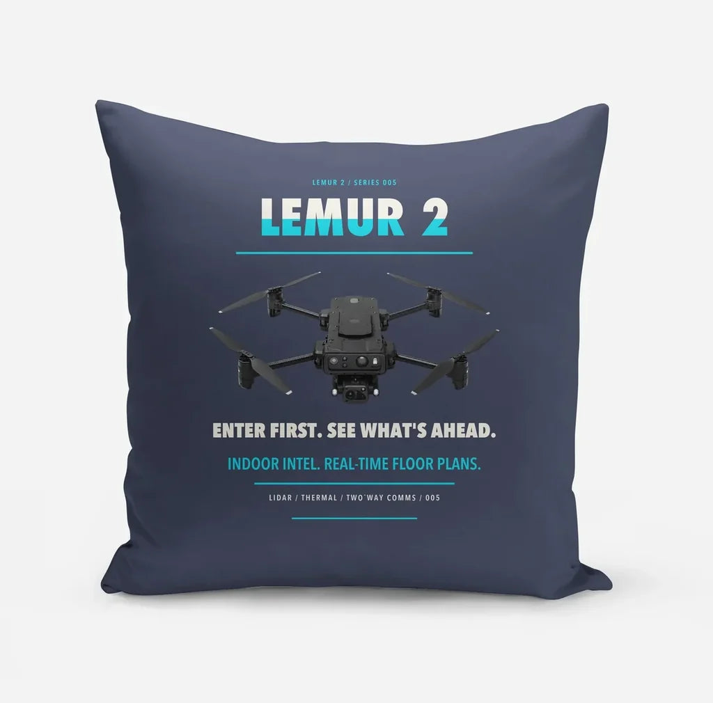 BRINC LEMUR 2 design on navy blue pillow