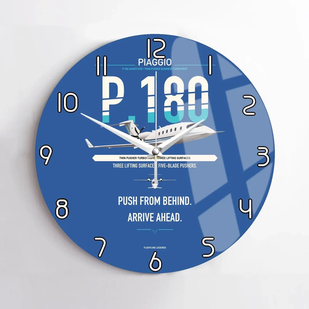 Piaggio P.180 Avanti EVO design on blue no frame wall clock