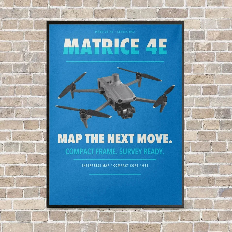 DJI Matrice 4E vertical canvas print - framed - turquoise background