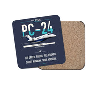 Thumbnail for Pilatus PC-24 design on navy blue 1 piece coaster