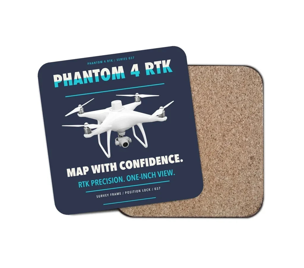 DJI Phantom 4 RTK design on navy blue 1 piece coaster