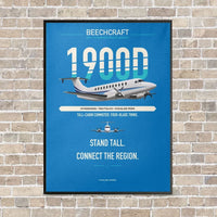 Thumbnail for Beechcraft 1900D vertical canvas print - framed - turquoise background