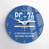 Thumbnail for Pilatus PC-24 design on blue no frame wall clock