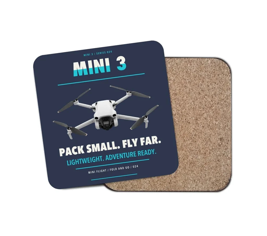 DJI Mini 3 design on navy blue 1 piece coaster