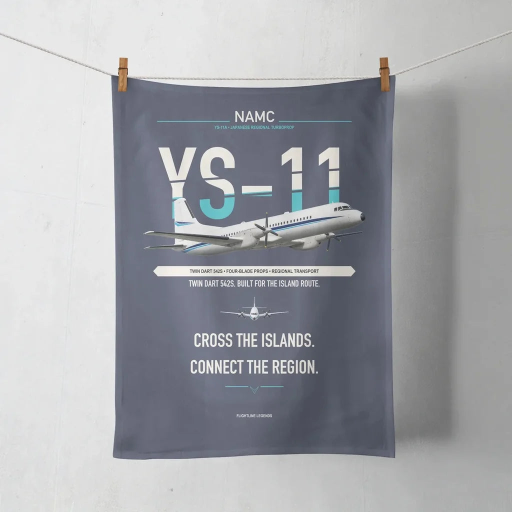 NAMC YS-11A design on navy blue towel