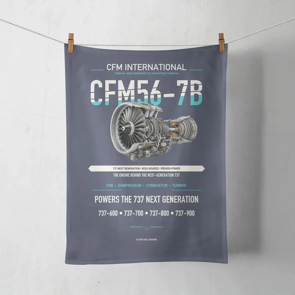 CFM56-7B design on navy blue towel