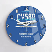 Thumbnail for Convair 580 design on blue no frame wall clock