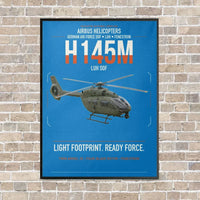 Thumbnail for Airbus Helicopters H145M LUH SOF vertical canvas print - framed - turquoise background