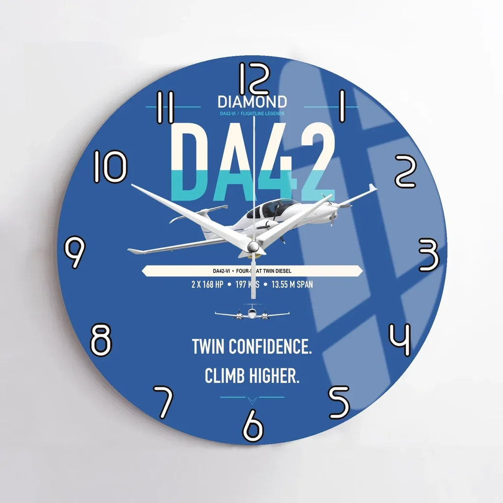 Diamond DA42-VI design on blue no frame wall clock