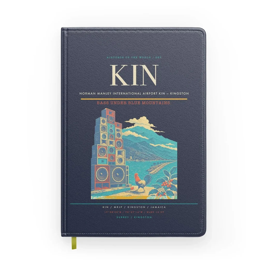 Norman Manley International Airport (KIN) design on navy blue notebook