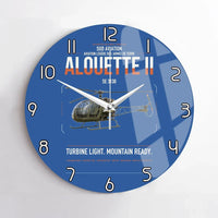 Thumbnail for Sud Aviation SE 3130 Alouette II design on blue no frame wall clock