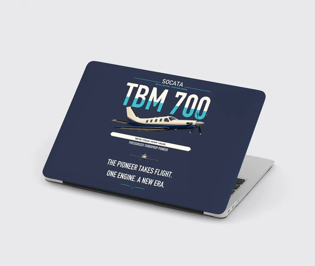Socata TBM 700 design on navy blue MacBook case