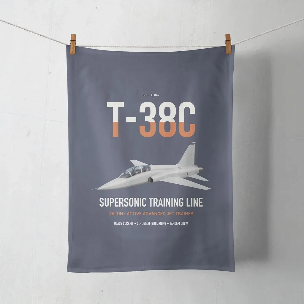 T-38C Talon design on navy blue towel
