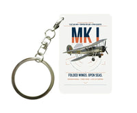 Thumbnail for Fairey Swordfish Mk I design on white designed key chain, double-side print