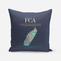 Thumbnail for Glacier Park International Airport (FCA) design on navy blue pillow