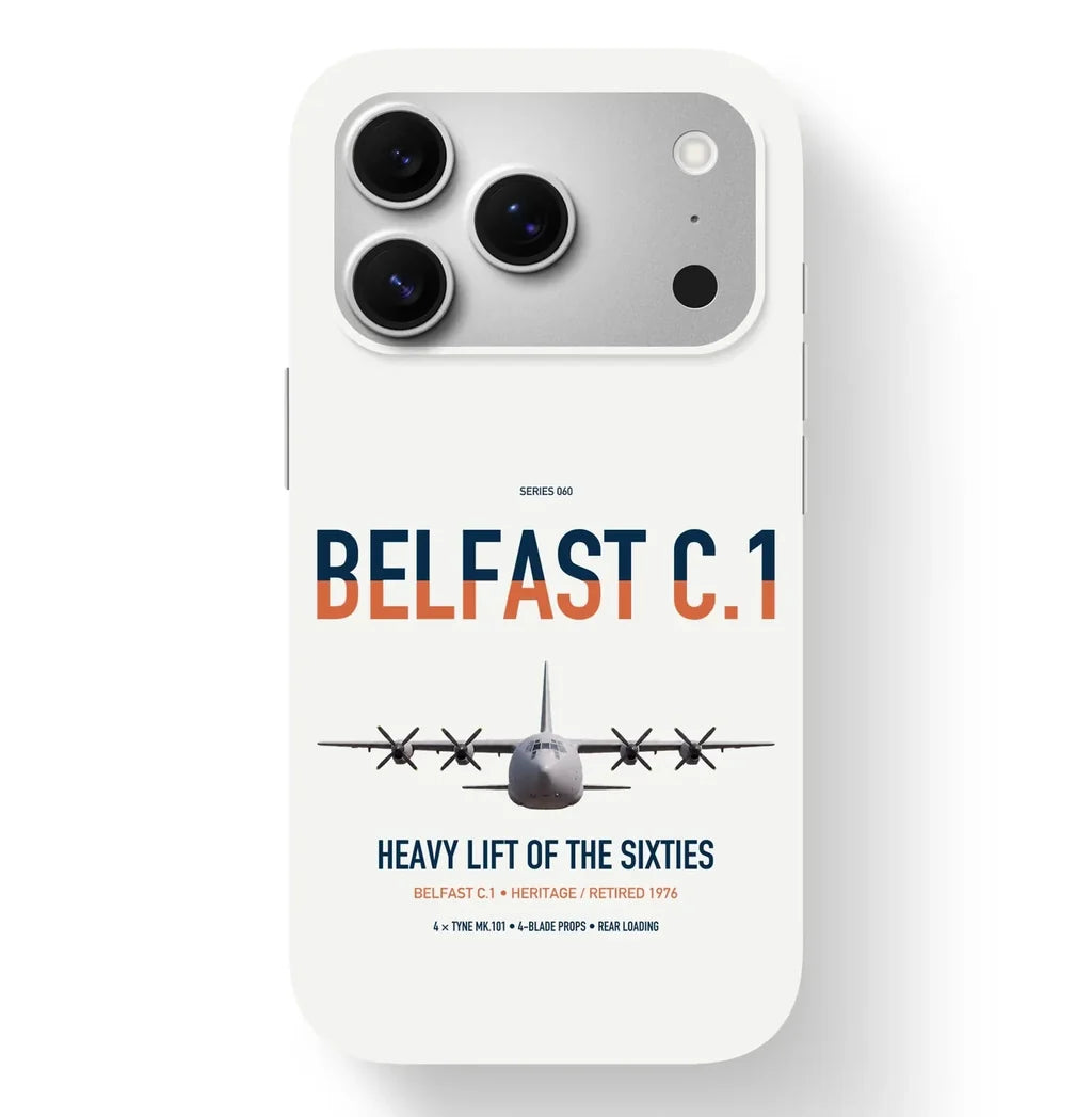 Short Belfast C.1 design on white magsafe iphone case, for iPhone 17 Pro