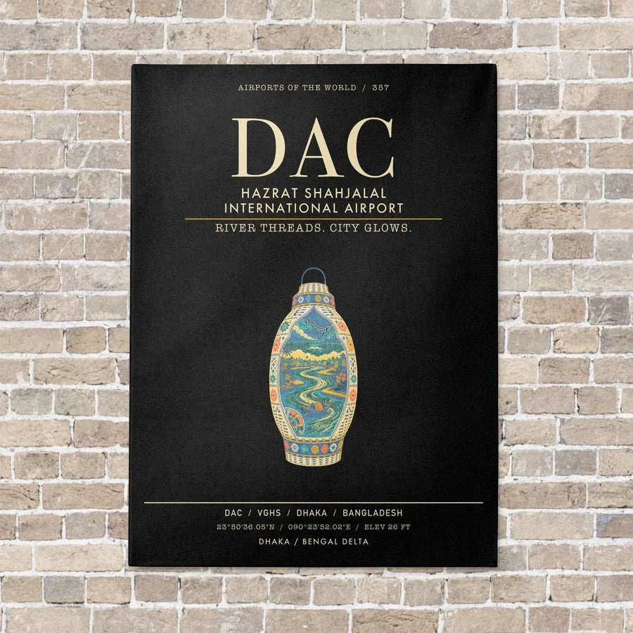 Hazrat Shahjalal International Airport Dhaka DAC - Canvas Framed - Black