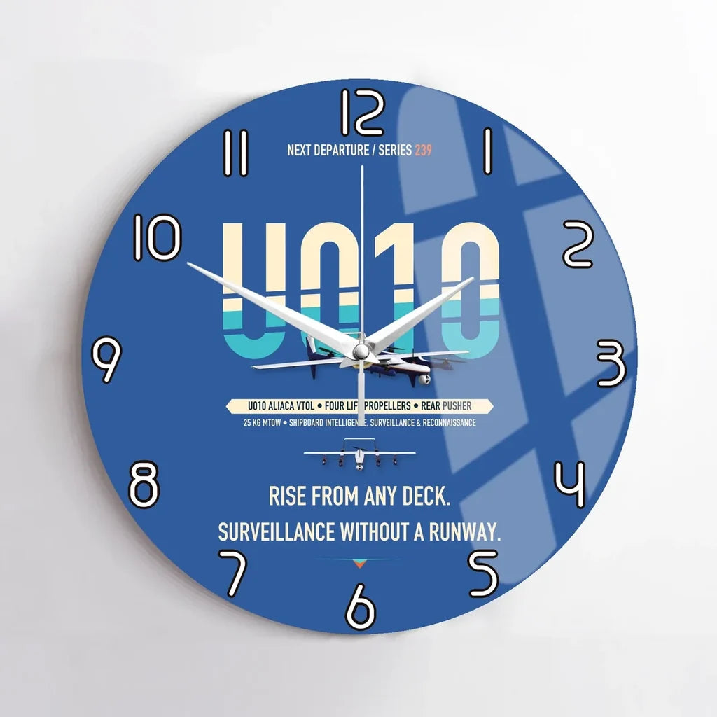 Airbus U010 Aliaca VTOL design on blue no frame wall clock