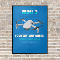 Thumbnail for DJI Mini 2 vertical canvas print - framed - turquoise background