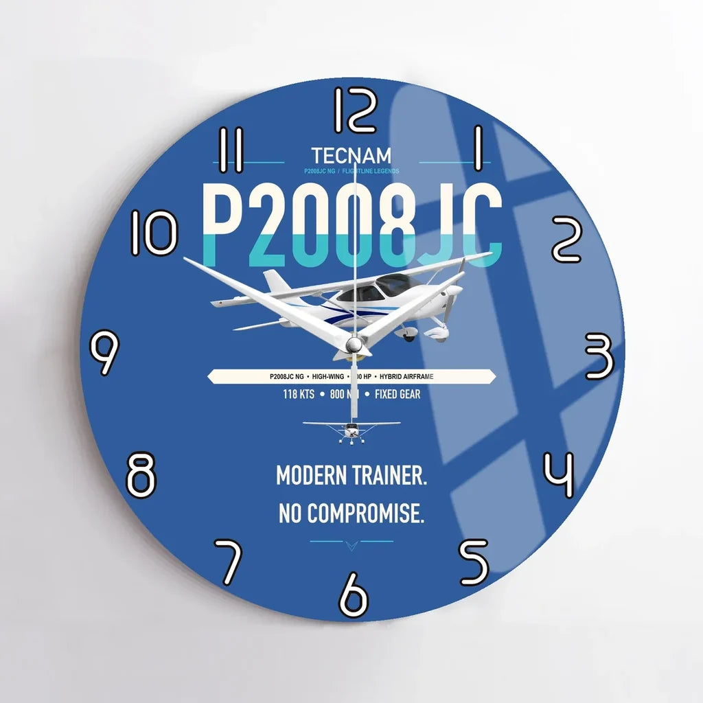 Tecnam P2008JC NG design on blue no frame wall clock