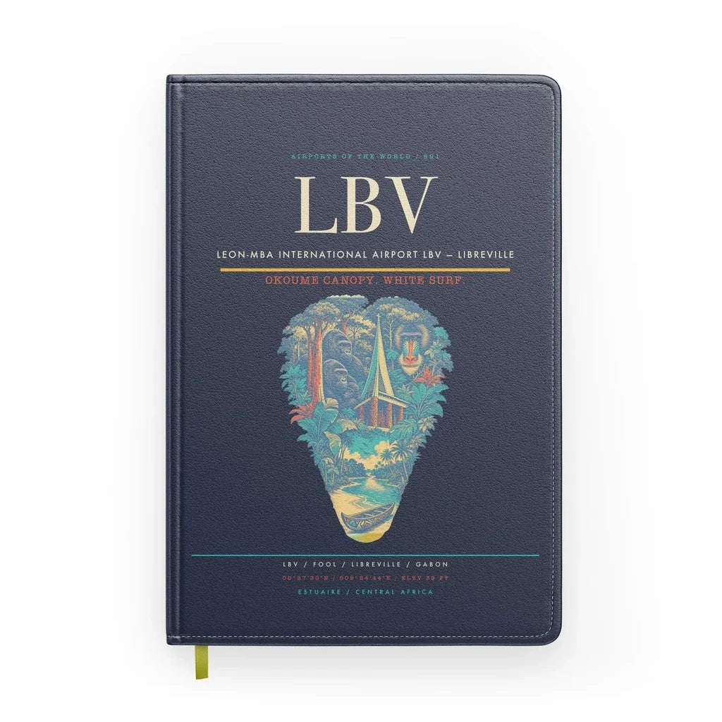Leon-Mba International Airport (LBV) design on navy blue notebook