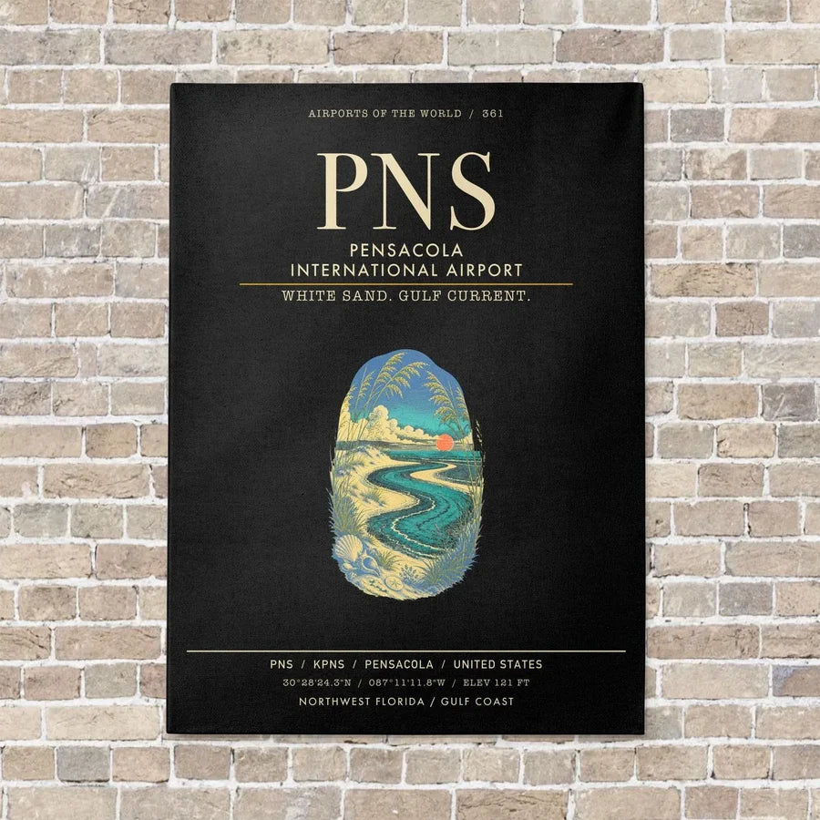 Pensacola International Airport PNS - Canvas Framed - Black