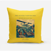 Thumbnail for VINTAGE G4446 - The Oyster Farm Rounds - Designed Pillows design on yellow