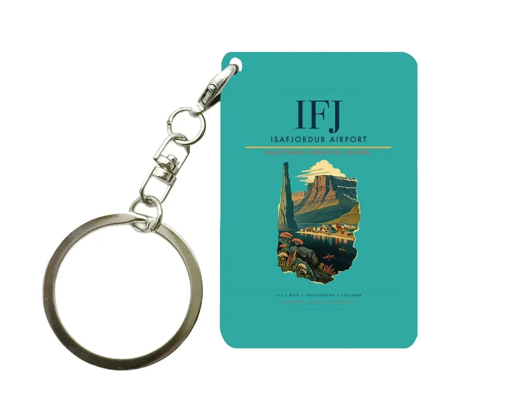 Isafjordur Airport (IFJ) design on turquoise key chain